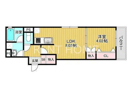 ALEGRIA長瀬サウス(1LDK/1階)の間取り写真