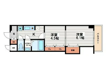 セントラル南船場(2K/12階)の間取り写真