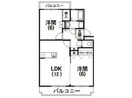 初生パークハイツ(2LDK/3階)の間取り写真