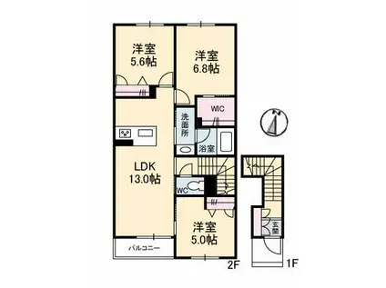 シャーメゾンソレイユ(3LDK/2階)の間取り写真