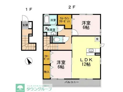 ソレイユA(2LDK/2階)の間取り写真