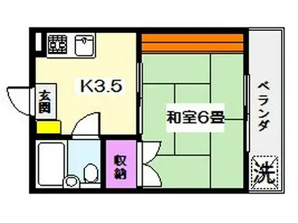 フラット大洋(1K/3階)の間取り写真