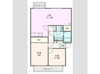 ヴィラ上砂(2LDK/2階)の間取り写真