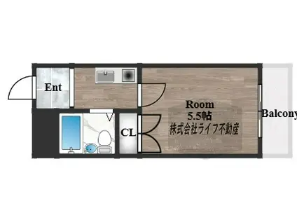 ラフィーネ小若江(1K/3階)の間取り写真