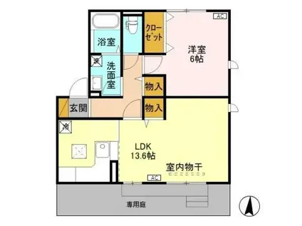 レセンテ(1LDK/1階)の間取り写真