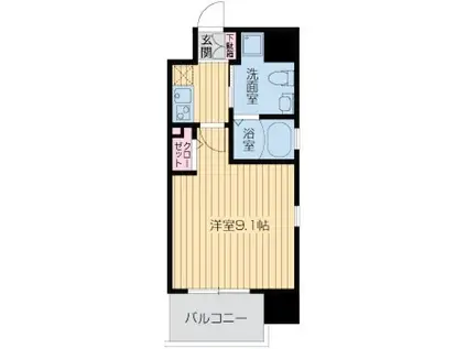 レジディア谷町(1K/14階)の間取り写真