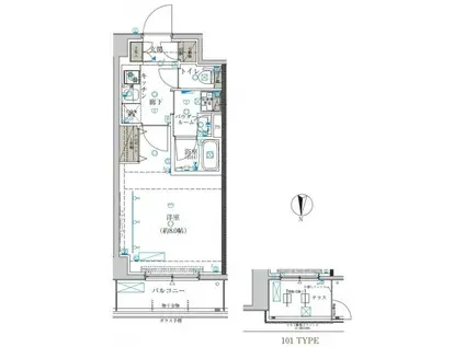 クレイシア両国ルクール(1K/1階)の間取り写真