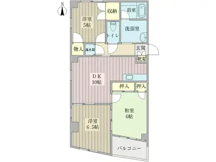 日高ビル(3DK/5階)の間取り写真