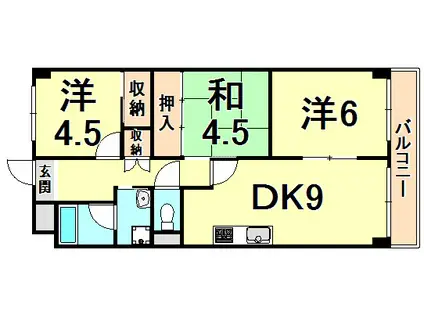 パル武庫北(3DK/4階)の間取り写真