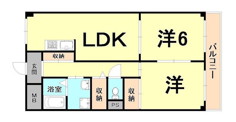 アネックス古結2(2LDK/2階)の間取り写真