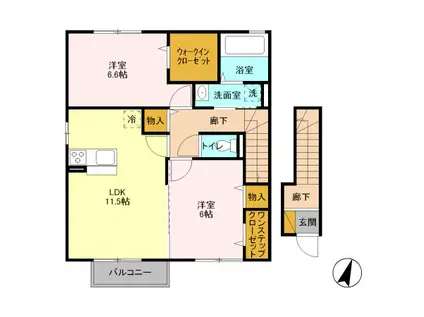 モン・ボー・ソレイユF(2LDK/2階)の間取り写真