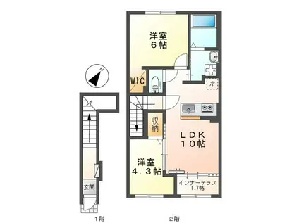 スターテラスII瀬戸(2LDK/2階)の間取り写真