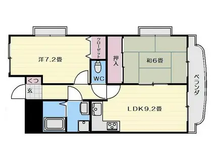 ラ・シェール(2LDK/2階)の間取り写真