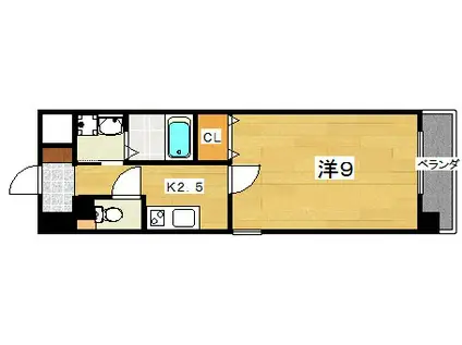 イーウエスト(1K/5階)の間取り写真