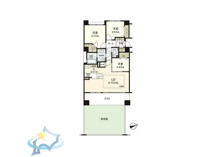 BRILLIA旭ヶ丘イーストスクエア(3LDK/1階)の間取り写真