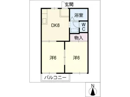 コーポ三佳(2DK/2階)の間取り写真
