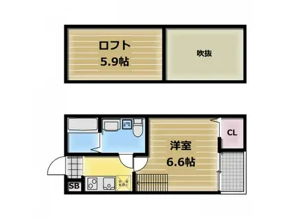 アヴィランス(1K/1階)の間取り写真