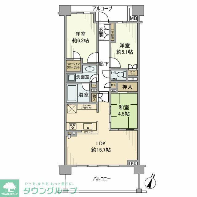 ザ・パークハウス市ヶ尾ウエスト(3LDK/3階)の間取り写真