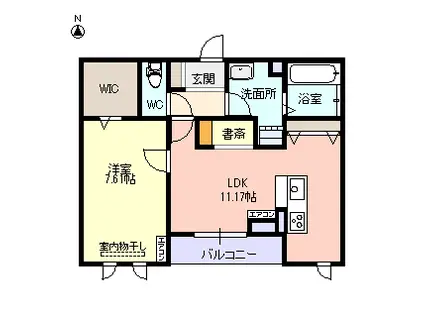 サリエンテ(1LDK/2階)の間取り写真