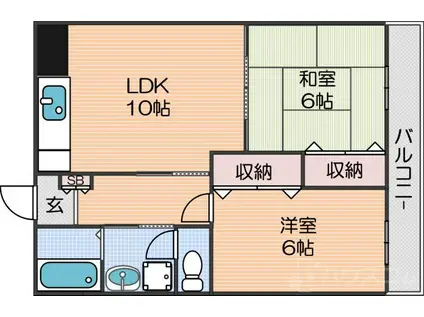 グランドコートN(2LDK/6階)の間取り写真