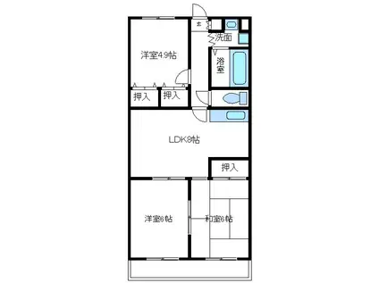 プランドール(3LDK/4階)の間取り写真
