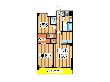 アンクレージュ(2LDK/5階)の間取り写真