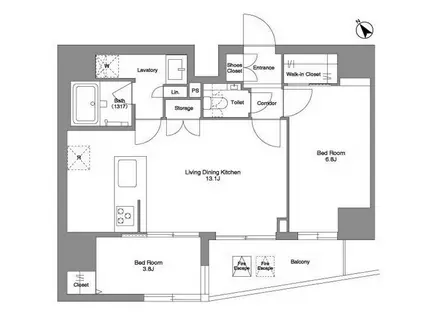 SYFORME TABATA SYFORME TABATA(2LDK/13階)の間取り写真