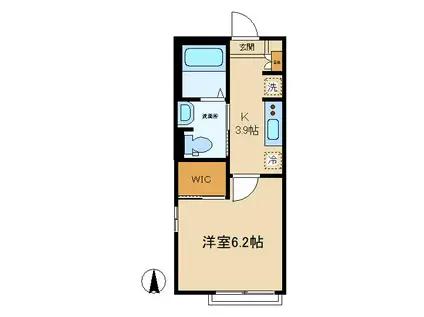 ル・フレール原町II(1K/1階)の間取り写真