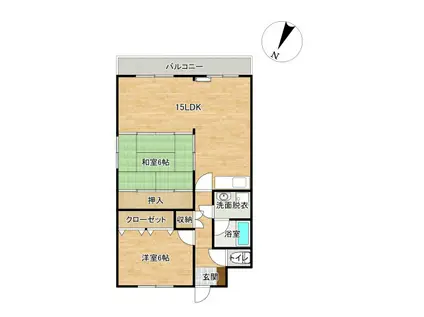 マンション石坂(2LDK/5階)の間取り写真