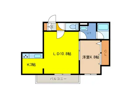 CASA DEL SOL(1LDK/2階)の間取り写真