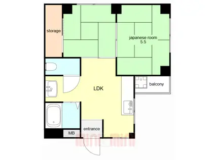 ロイヤル中山手(2LDK/2階)の間取り写真