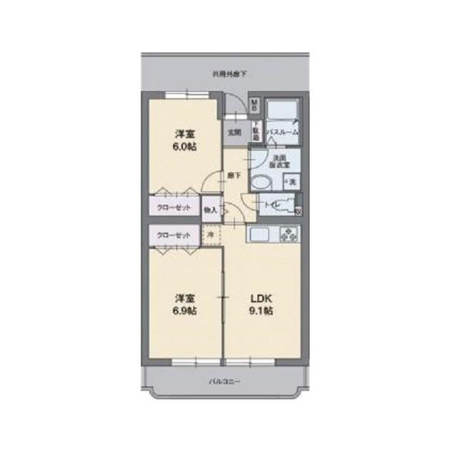 アルストロメリア(2LDK/2階)の間取り写真