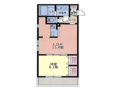 エクセル相模大野E(1LDK/3階)の間取り写真