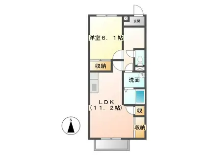 グランヒル上野(1LDK/1階)の間取り写真