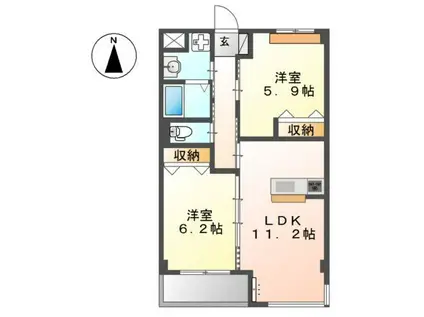 レーグル2番館(2LDK/3階)の間取り写真