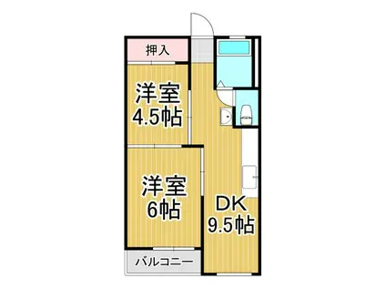 甲子園第五コーポラス(2DK/3階)の間取り写真