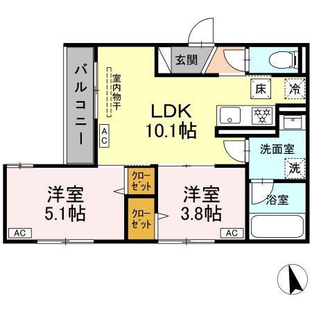 セレスティア高島平II(2LDK/1階)の間取り写真