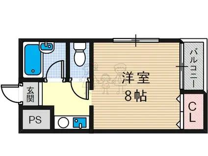 リバティ長居(1K/1階)の間取り写真