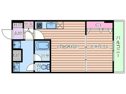 ONE ROOF FLAT TENJINBASHI(1LDK/13階)の間取り写真