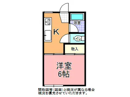 シャンブルC棟(1DK/2階)の間取り写真