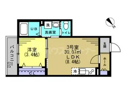 KS RESIDENCE(1LDK/3階)の間取り写真
