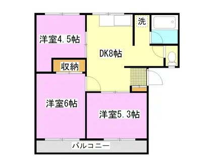 チャコメゾン(3DK/2階)の間取り写真