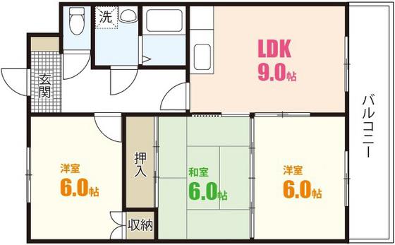 エステート根石(3LDK/3階)の間取り写真