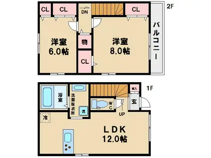 セジュールコートあべの(2LDK/1階)の間取り写真