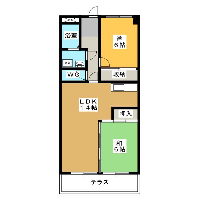 ニュー那加サンプラザ(2LDK/3階)の間取り写真
