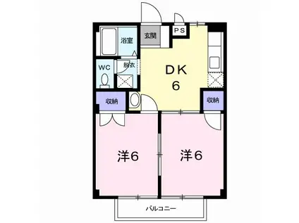 アネックス一由(2DK/2階)の間取り写真