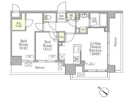 ORSUS 三ノ輪(2LDK/10階)の間取り写真