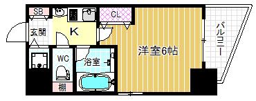 エスリード同心第3(1K/3階)の間取り写真