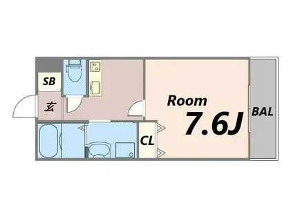 モレス・ヴィラ塚口(1K/2階)の間取り写真