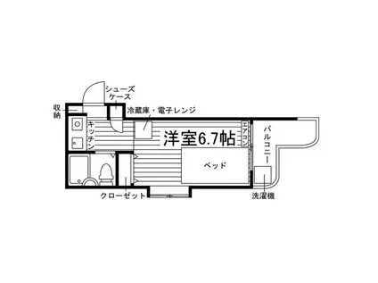 ジョイフル名城公園(ワンルーム/4階)の間取り写真